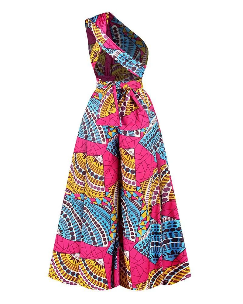 Versatile Printed Lace-Up Jumpsuit