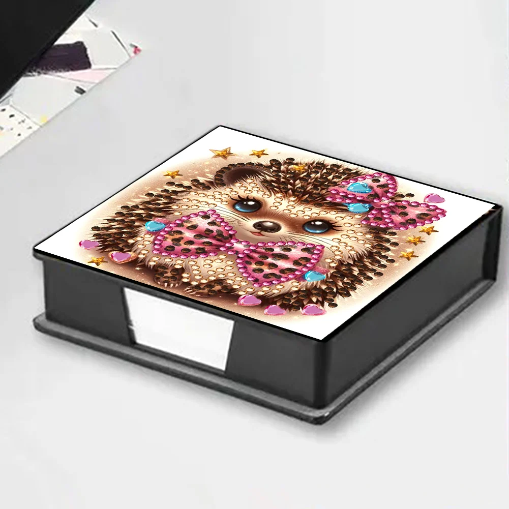 PU 5D Diamond Painting Kit Note Box DIY Diamond Art Notepad Box (Hedgehog)
