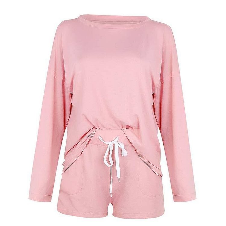 Lounge Set for Women Shorts Matching Sets Home Pink 2 Piece Set Lounge Wear Two Piece set Top and Pants Tracksuit Loose