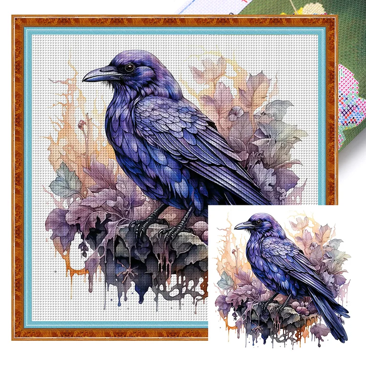 Halloween Crow (40*40cm) 14CT Stamped Cross Stitch gbfke