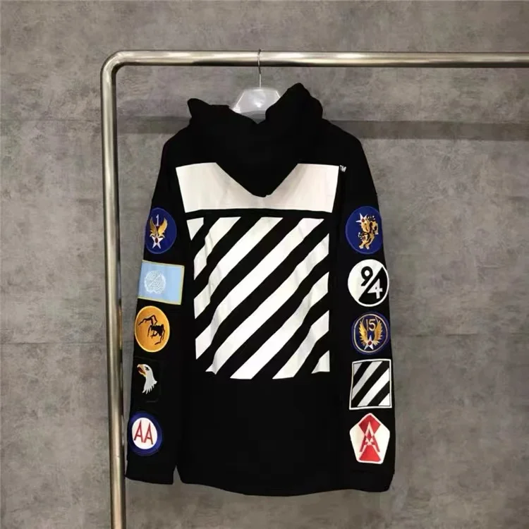 off White Hoodie Arrow Sweater Ow Men's and Women's Terry Hooded Zipper Jacket