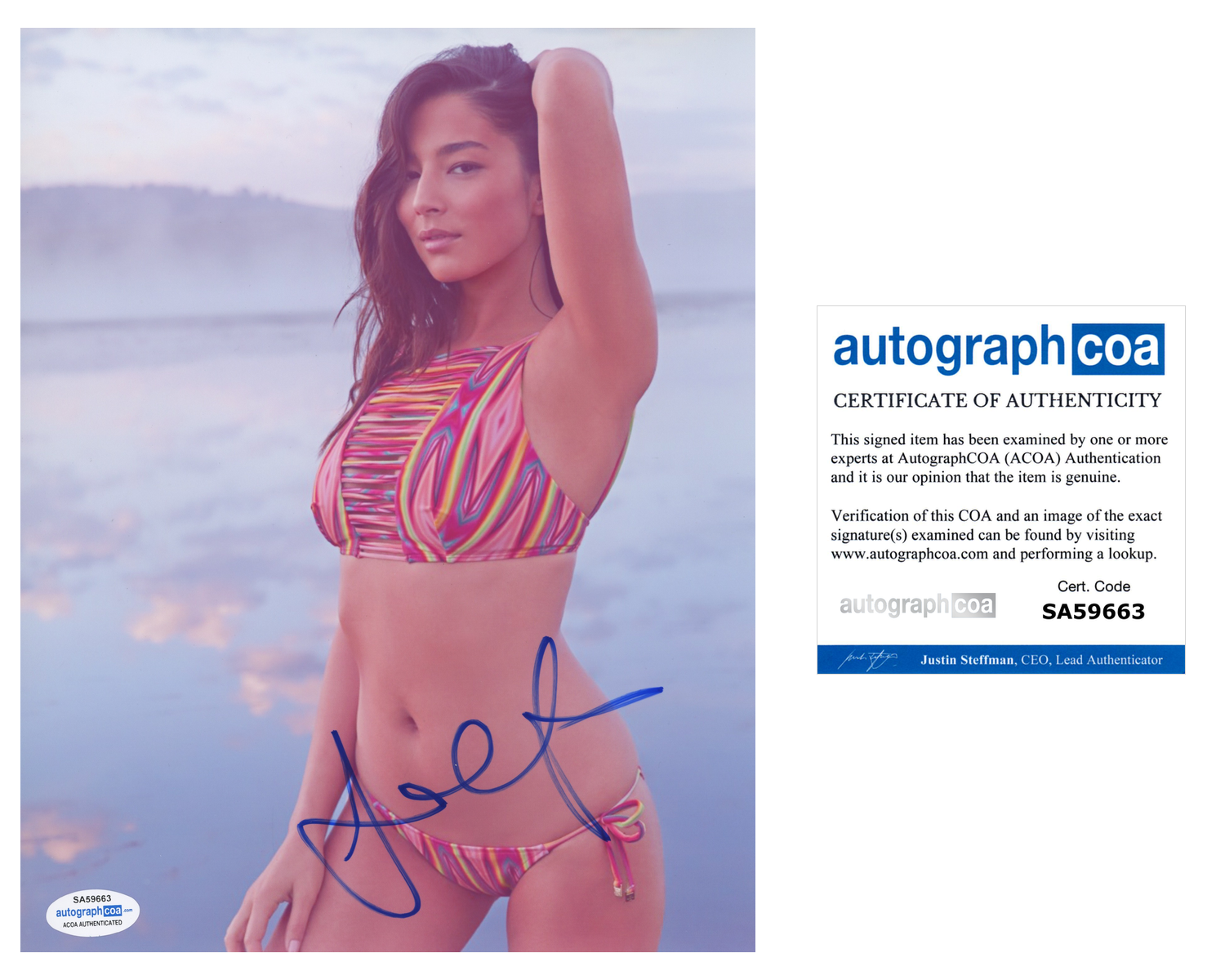 Jessica Gomes Signed 8x10 Photo Poster painting Sports Illustrated Swimsuit Model Sexy ACOA COA