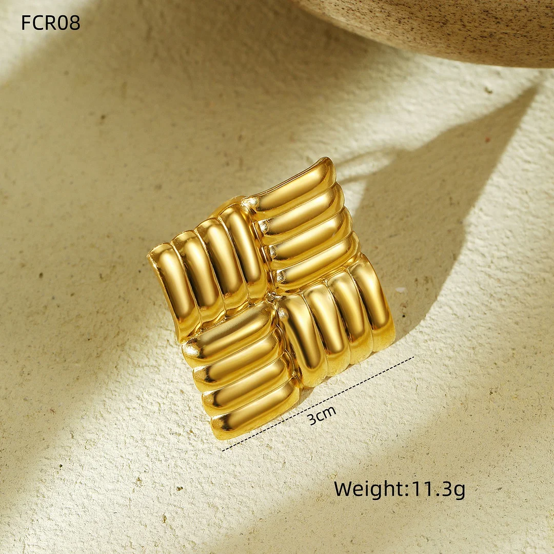 Exaggerated Square Texture Titanium Steel Rings