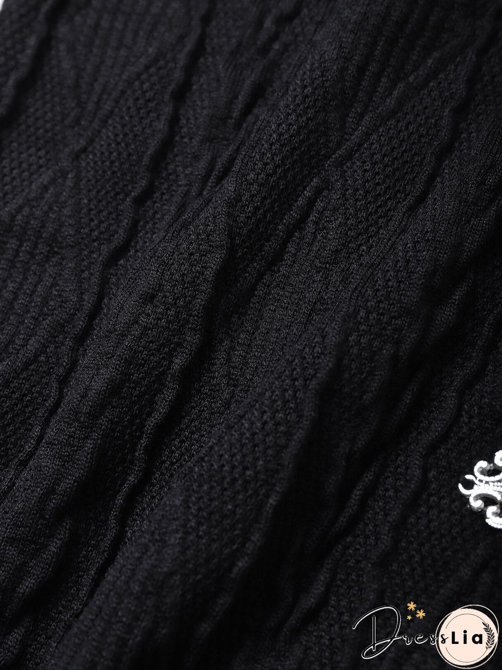 Metal Decor Asymmetrical Hem Knit Mini Skirt