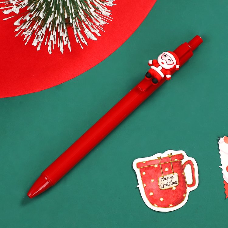 JOURNALSAY 1Pcs Merry Christmas Cartoon Gel Pen 0.5mm Black Ink Retractable Press Ballpoint