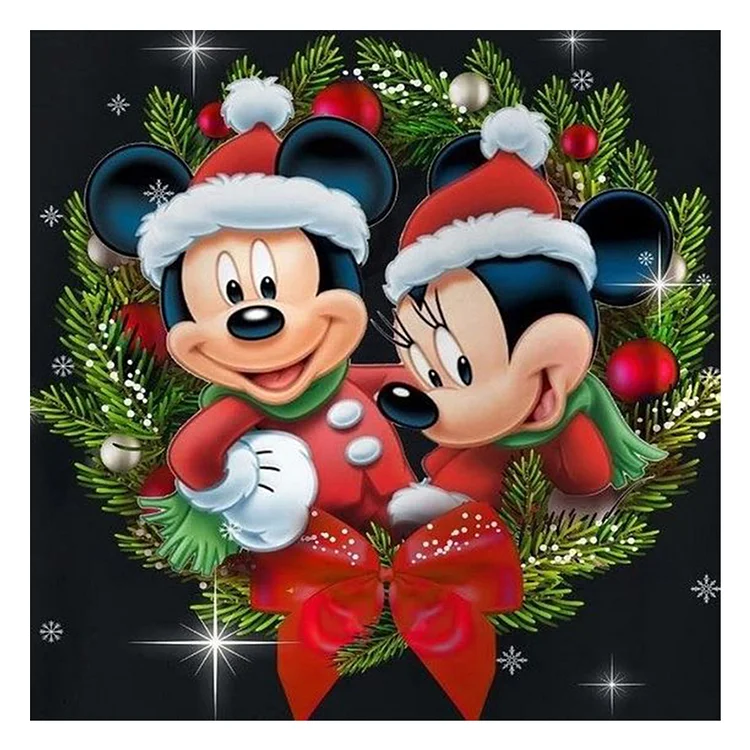 Christmas Mickey Minnie - Printed Cross Stitch 11CT 40*40CM
