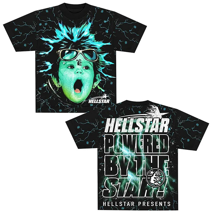 Vintage Hellstar Powered By The Star Graphic 100% Cotton Short Sleeve T-Shirt