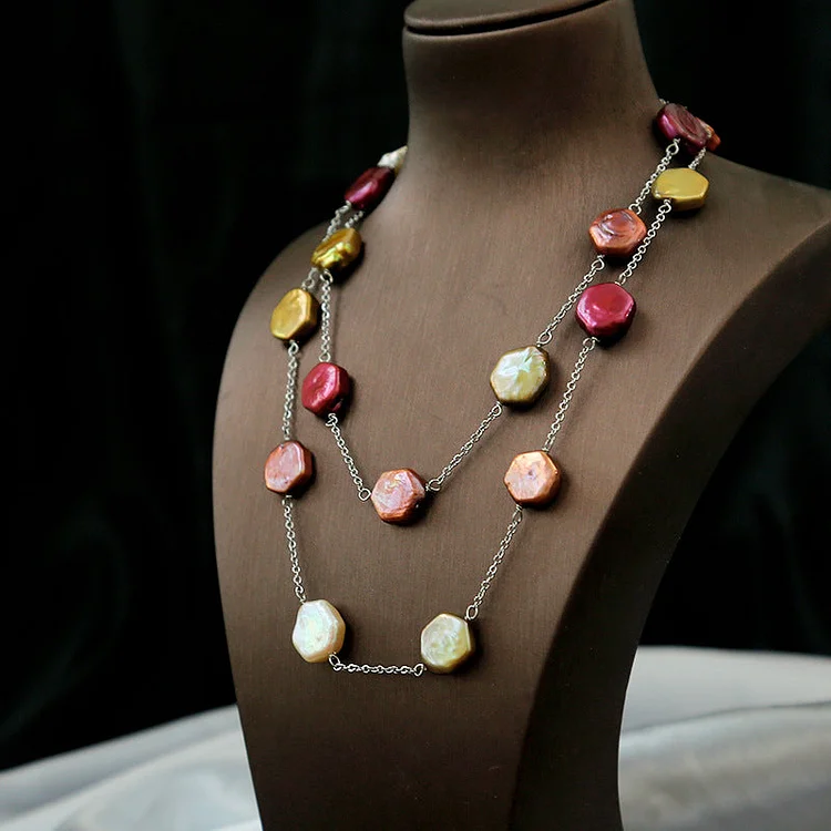 Genuine Gold Plated Freshwater Pearl Plated Coloured Necklace