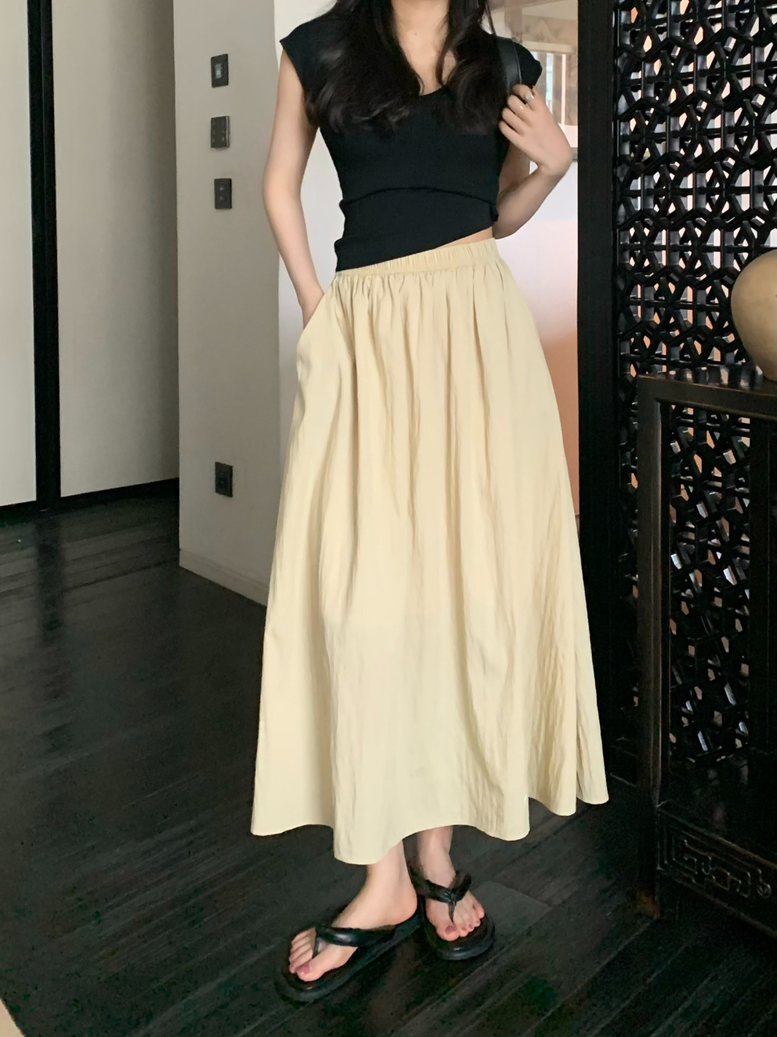 Bias Cut I-pleat Large Swing Umbrella Skirt