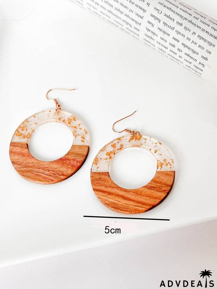 Color Block Round Drop Earrings