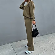 Ballifyex Fall Clothing Basics Sweatshirts Outwears Autumn Clothes Women Pullovers Ladies Outfit Long Sleeve Top Casual Pants 2 Pieces Set