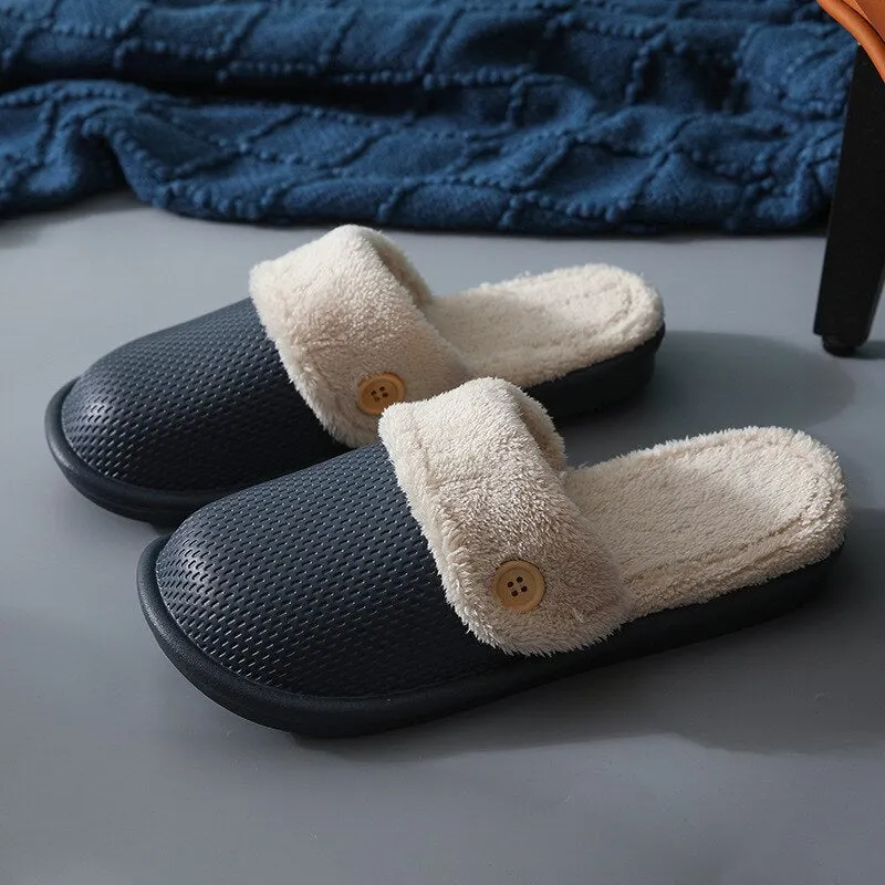 Eva Plush Lining Warmth Home Slippers Autumn Winter Wear Waterproof Thick-Soled Non-Slip Slippers Indoor Household Couple Shoes