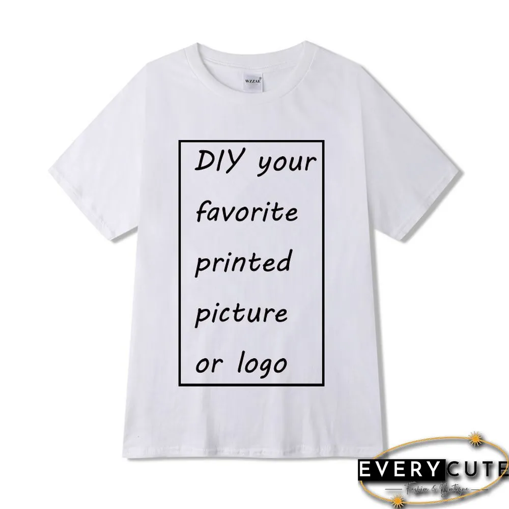 Customized Printed Leisure T Shirt Harajuku Women Tee DIY Your Like Photo Or Logo White T-shirt Fashion CustomShirt