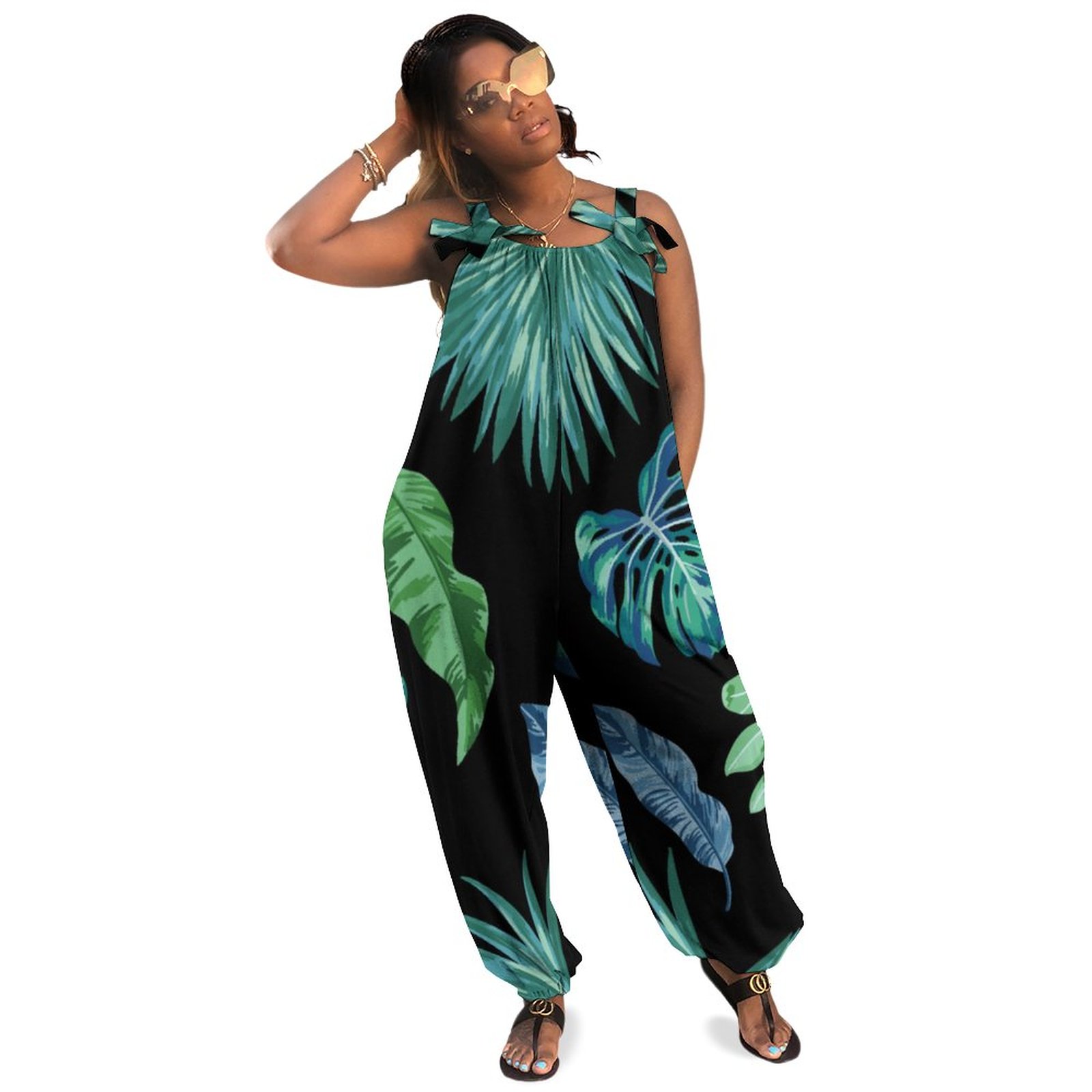 Monstera Philodendron House Plant Boho Vintage Loose Overall Corset Jumpsuit Without Top