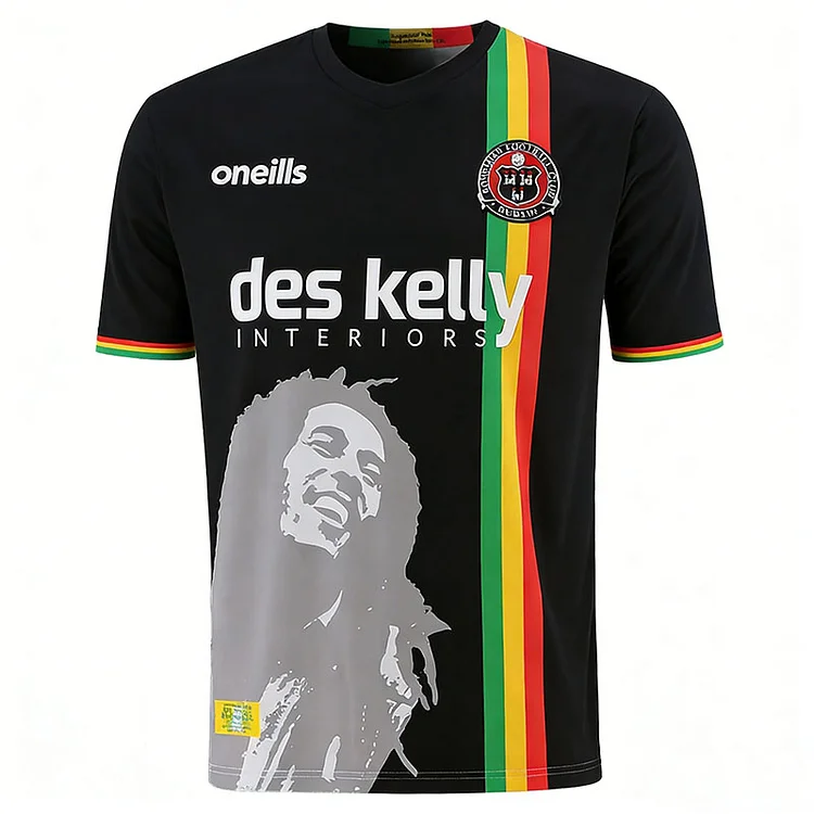 【S~4XL】Bohemians x Bob Marley Collaboration Jersey - Black