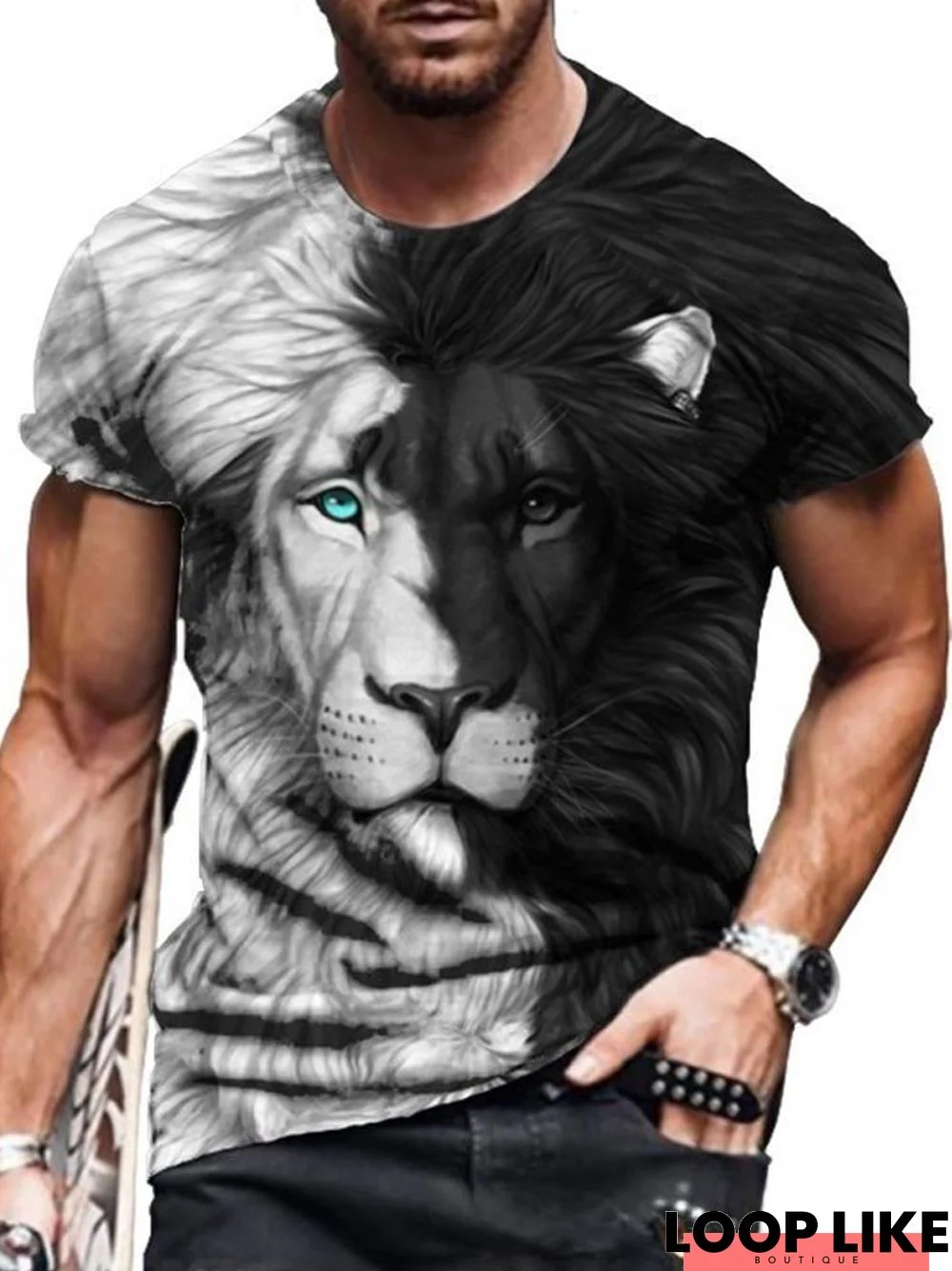 Crew Neck Personalized Short Sleeve T-Shirt 3D Digital Print