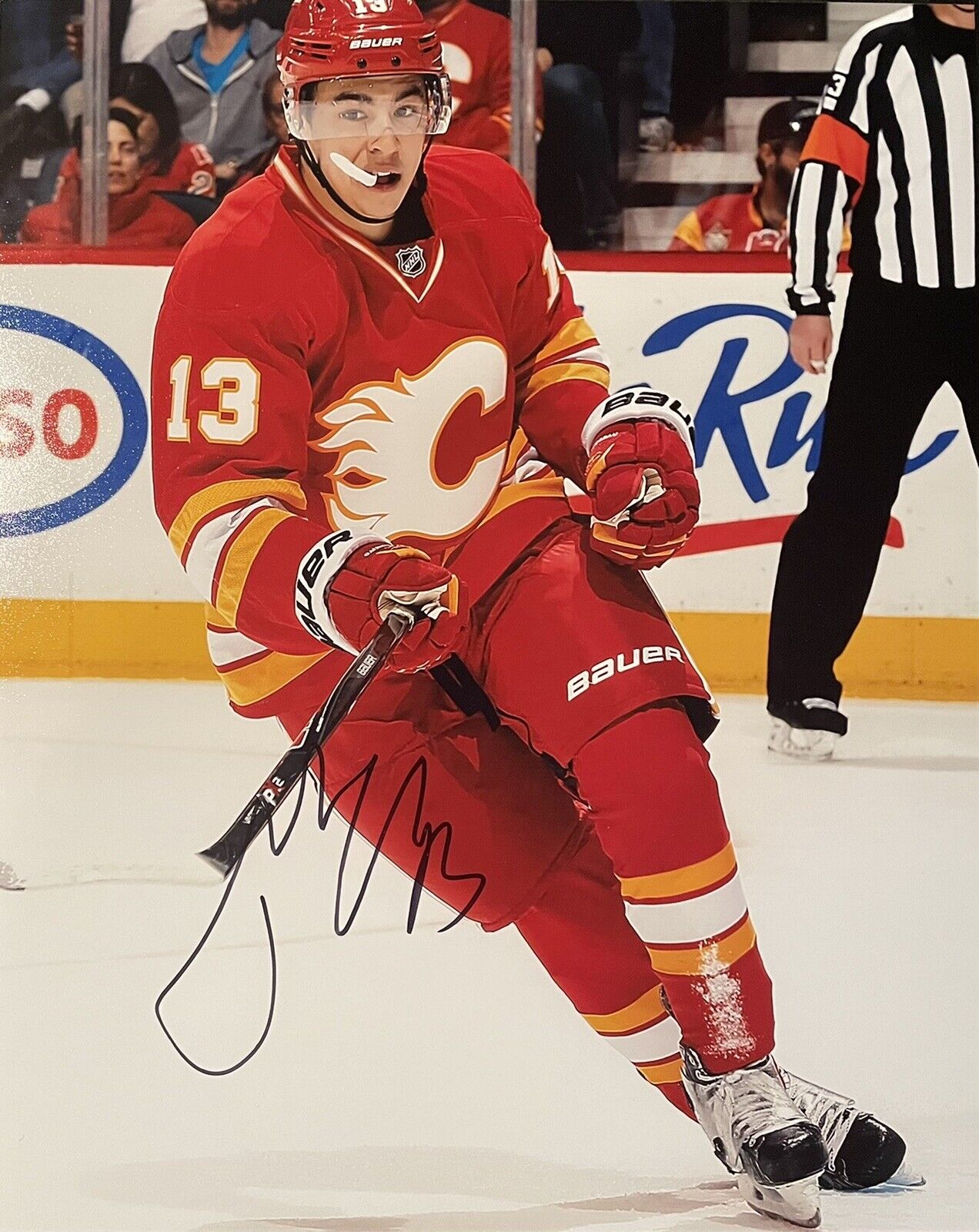 Johnny Gaudreau Signed Calgary Flames 8x10 Photo Poster painting Proof