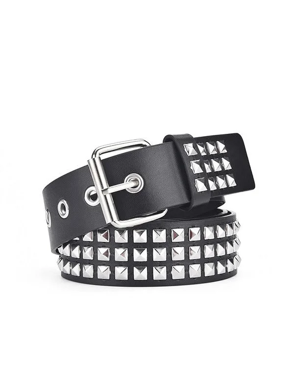 Brownm Pop belt with metal decoration and eyelet buckle