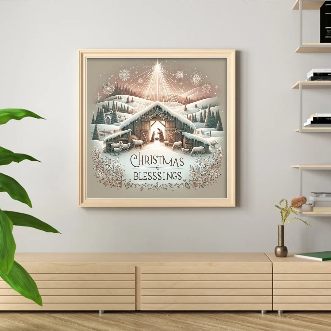 Beige The Birth of Jesus Full 14CT DIY Counted Cross Stitch Kit 40x40cm for Home