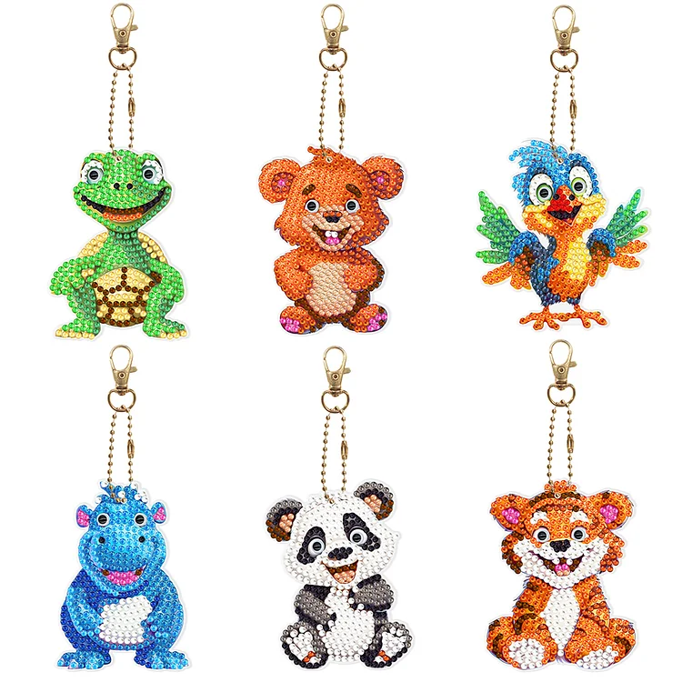 DIY 5pcs Diamond Painting Double-sided Cartoon Stitch Keychains