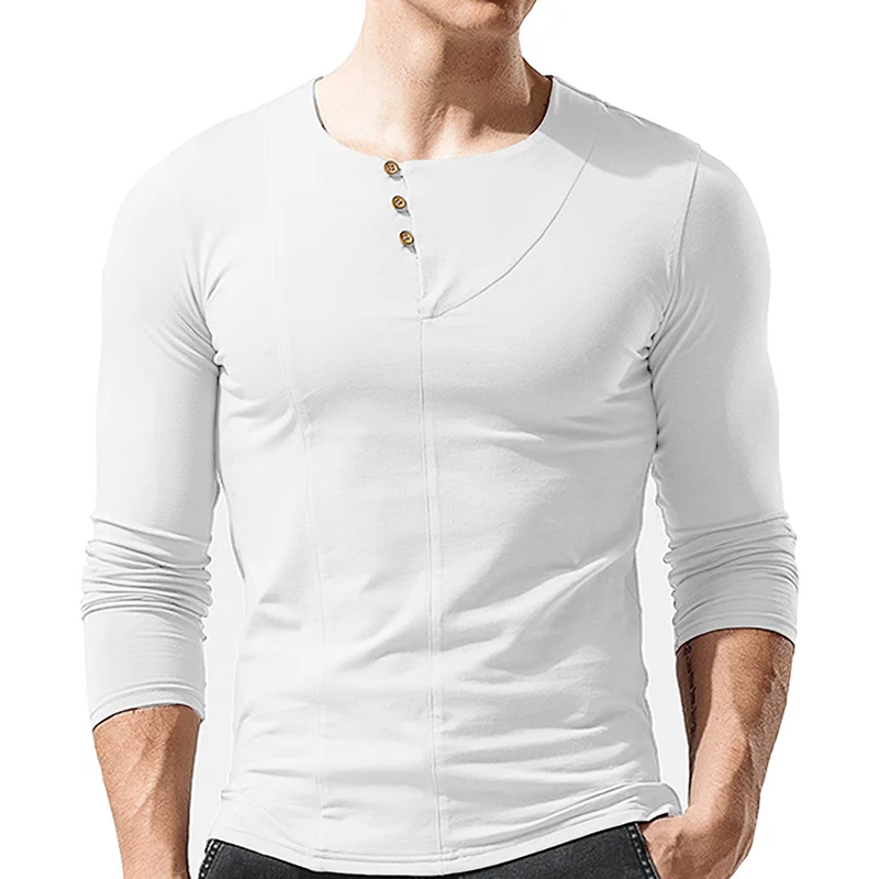 Men's Long Sleeved Round Neck T-Shirt Men's Bottom Shirt Men's T-Shirt