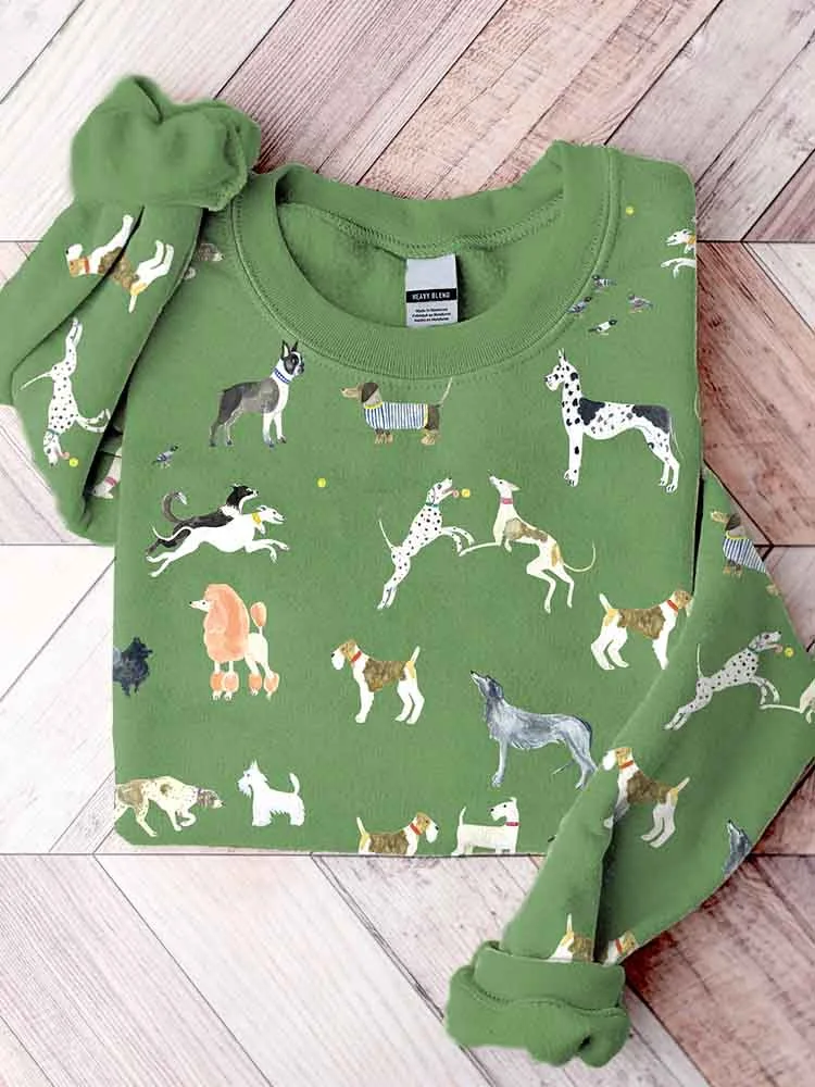 Cute Dogs Art Print Casual Sweatshirt