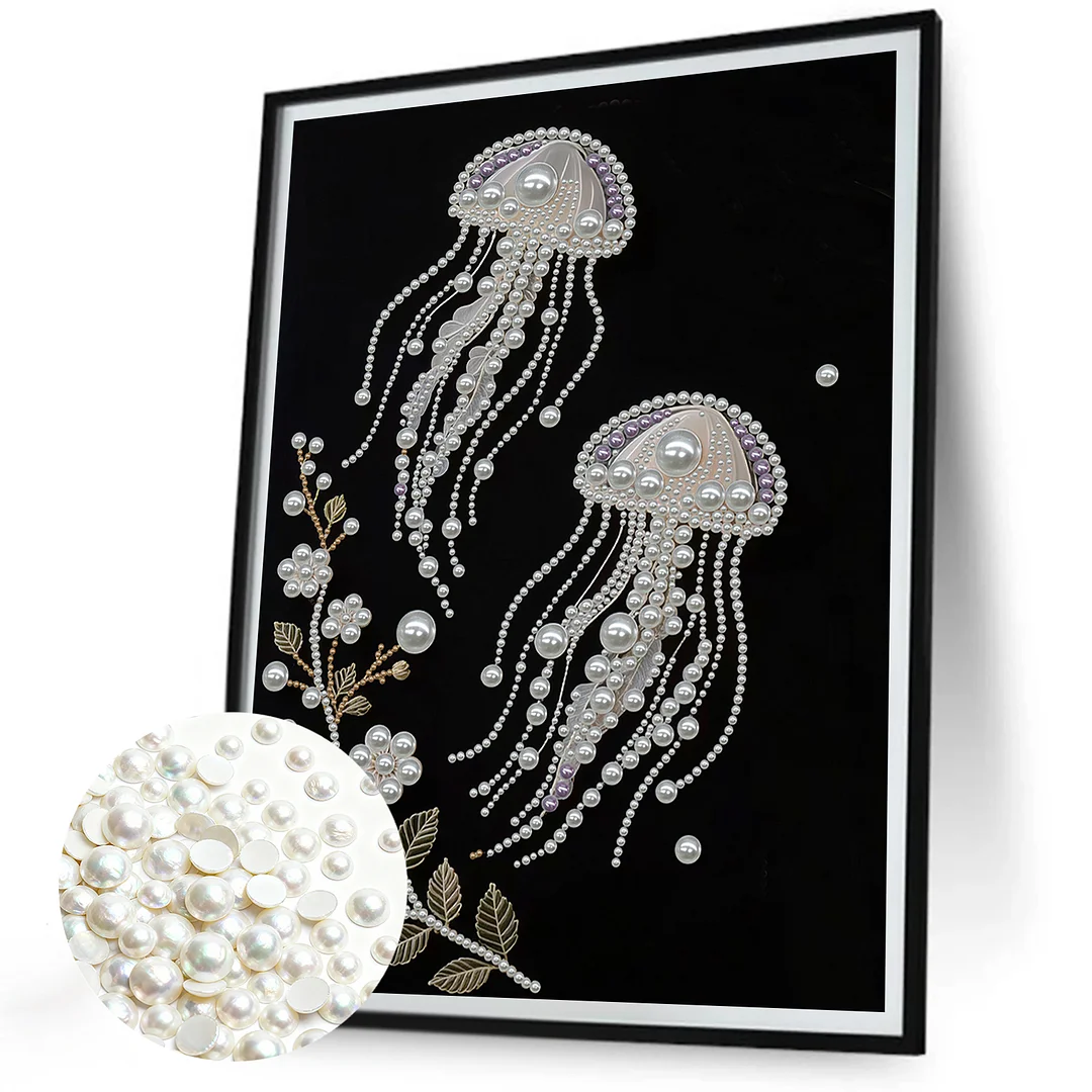 Pink Jellyfish Special Shaped 5D DIY Partial Drill Diamond Painting Kits Wall Decor 35x45cm