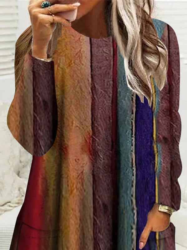 Women Half Sleeve V-neck Solid Color Dress