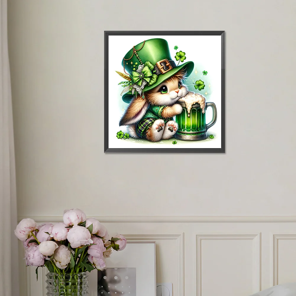 Diamond Painting - Full Square Drill - St. Patrick's Day Rabbit(Canvas|35*35cm)