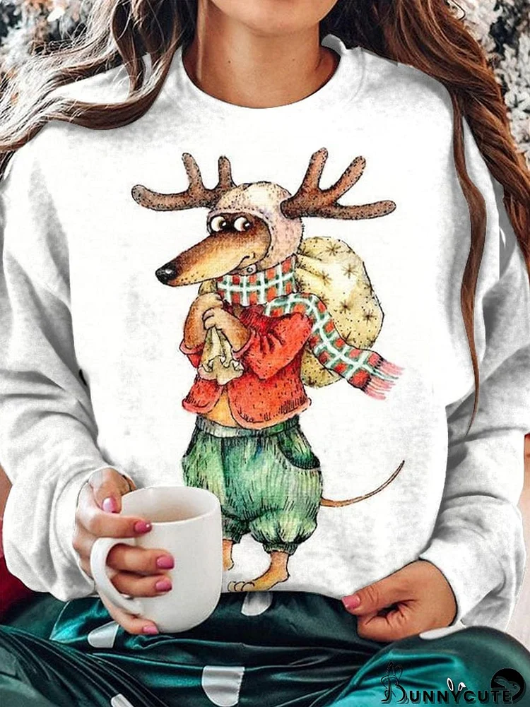 Women's Winter Christmas Dog Print Sweatshirt