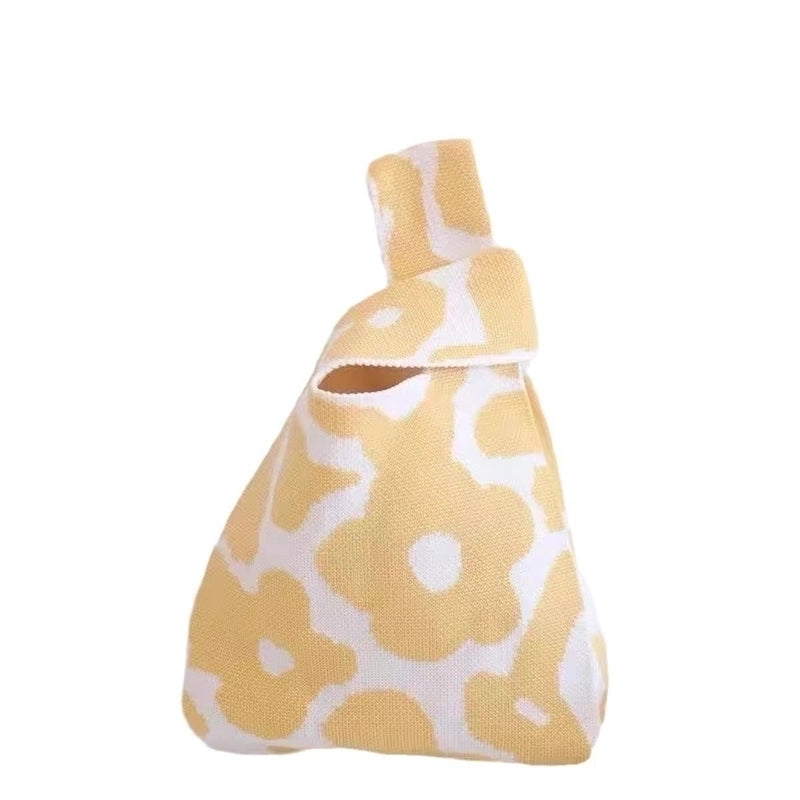 Women’s Medium Knit Letter Heart Shape Flower Cute Square Open Square Bag