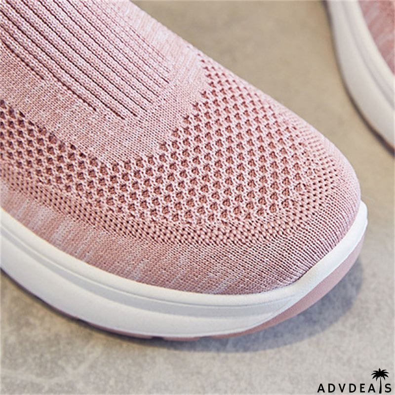 Breathable Solid Color Slip-On Thick-Soled Shoes