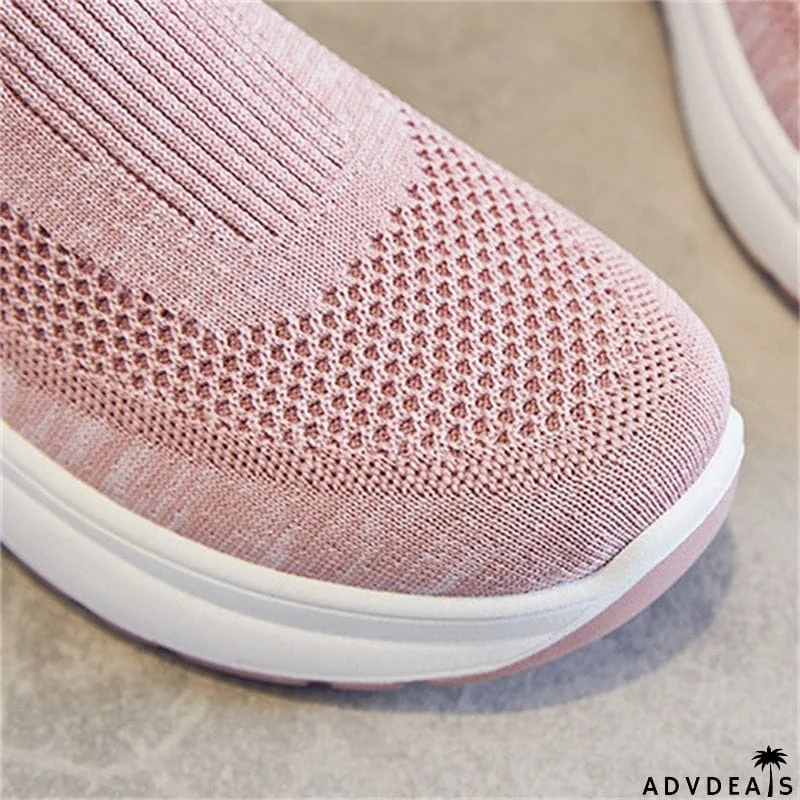 Breathable Solid Color Slip-On Thick-Soled Shoes