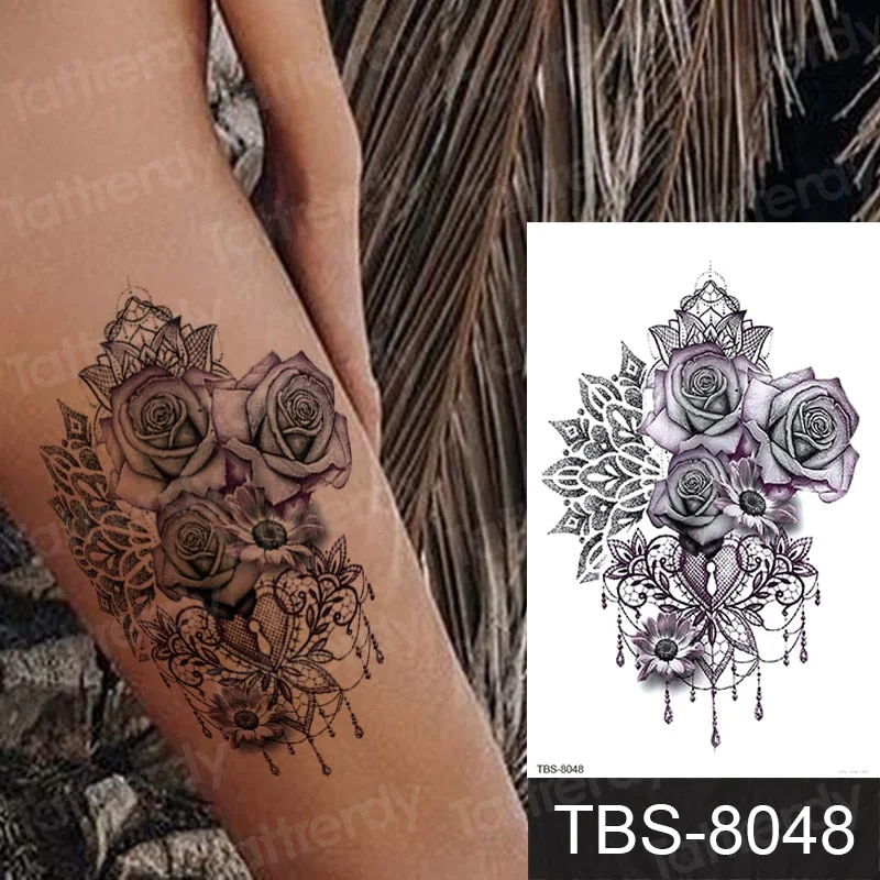 black henna tattoo sticker flower lace mandala temporary tattoo stickers body art sexy arabic indian tattoo decal stretch lotus