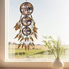 Diamond Painting Wolf Feather Wind Chime Hanging Pendant for Home Window Decor