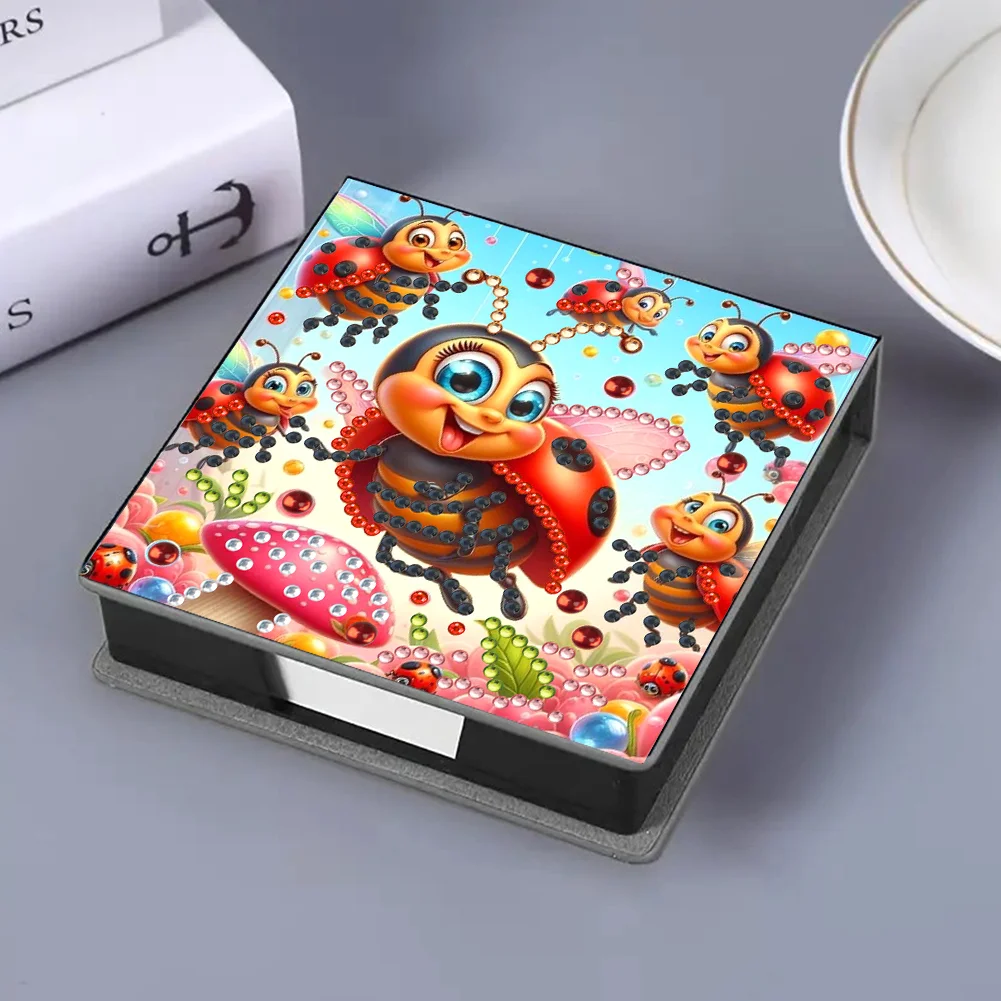PU Insects Diamond Painting Notecard Box with Papers for DIY Art Craft