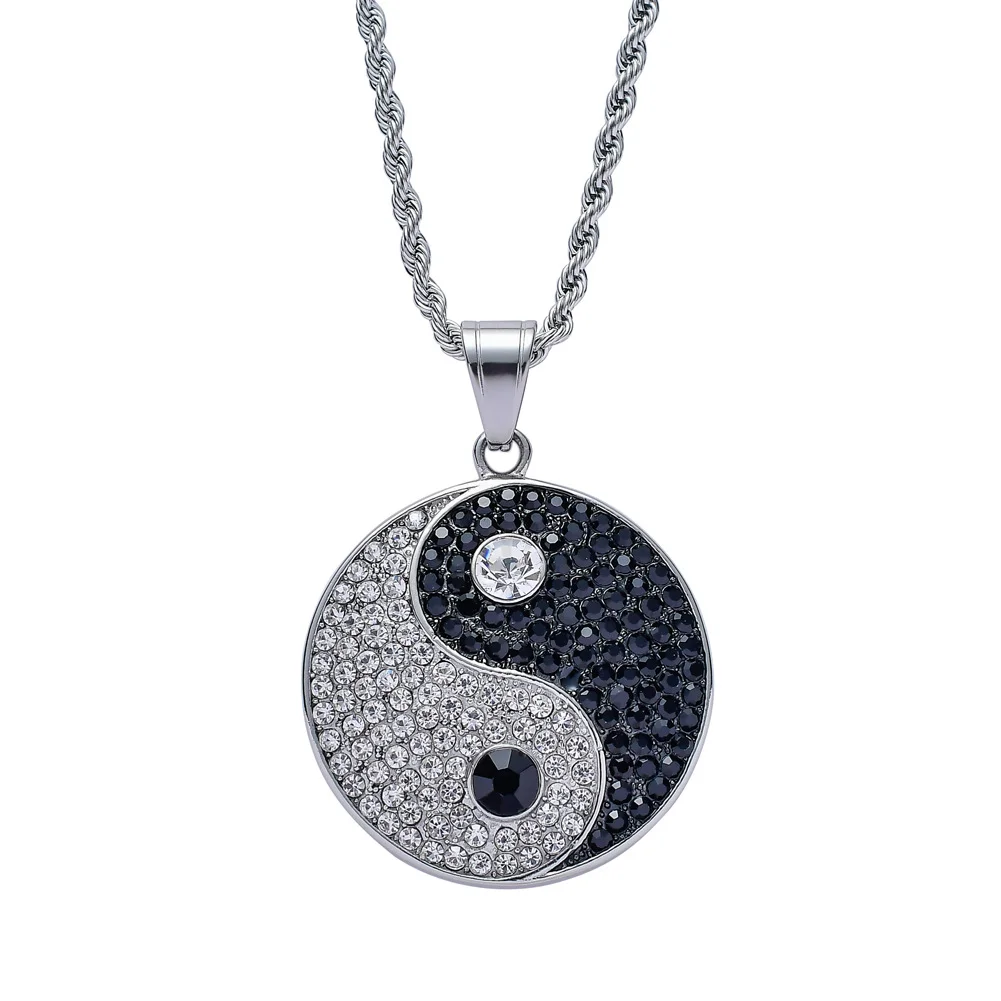 Iced Out Yin Yang Pattern Pendant Men Hip Hop Jewelry-VESSFUL