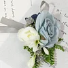 10PCS Blue Wedding Catering Bridal Groom Guests Corsage Boutonniere Wrist Artificial Flower Bouquets