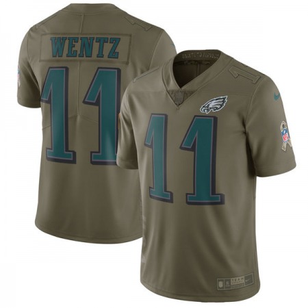 Men's  Philadelphia Eagles #11 Carson Wentz Olive Salute To Service Limited Stitched NFL Jersey