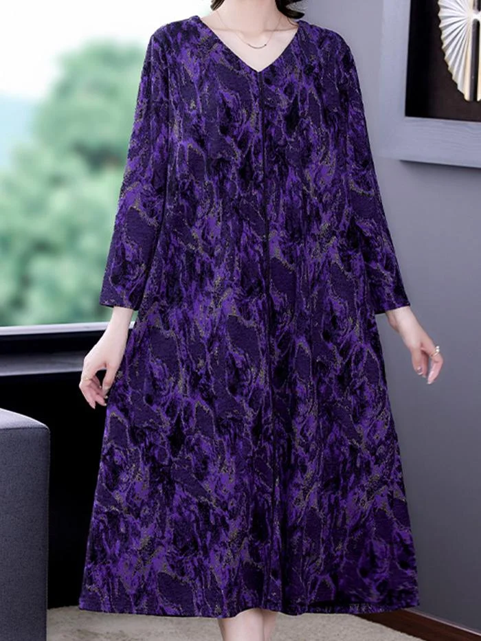 Elegant V-neck Mid-length Dress