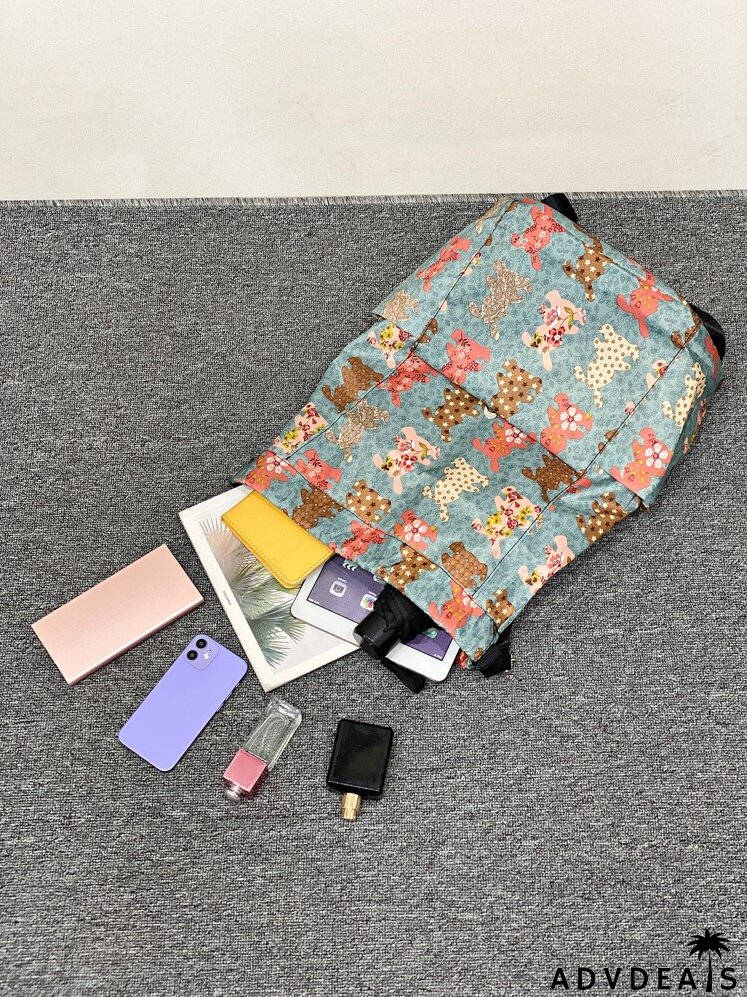 Allover Rabbit Graphic Drawstring Backpack