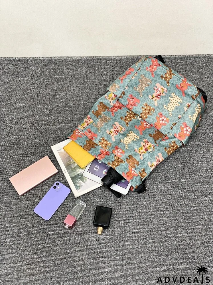 Allover Rabbit Graphic Drawstring Backpack