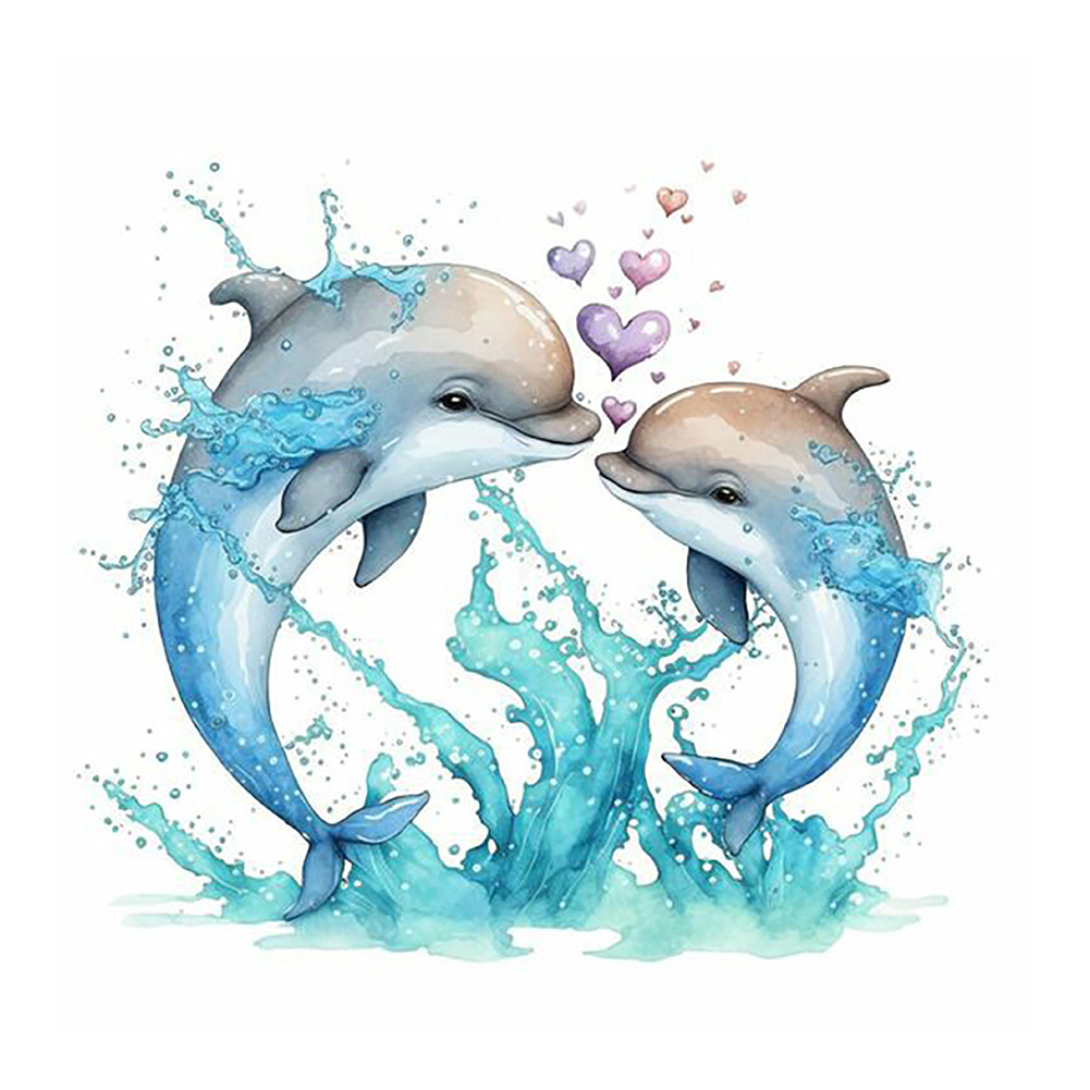 Love Dolphin 30*30CM(Canvas) Full Round Drill Diamond Painting gbfke