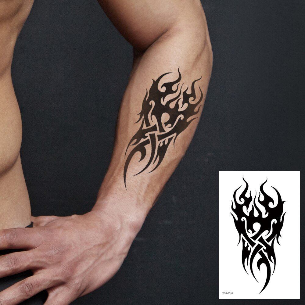 Gingf Temporary Fake Tattoos,Water Transfer Sticker,Black Tribal Totem Eagle Dragon for Women Men,Cool Makeup,Sexy Body Art