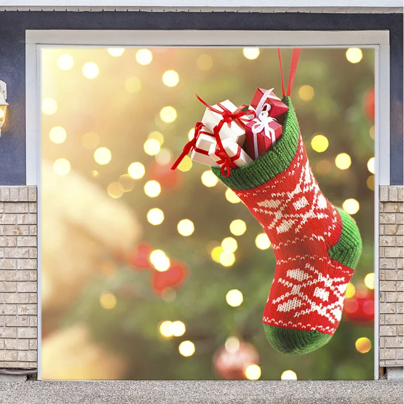 Christmas stocking garage door banner ornament