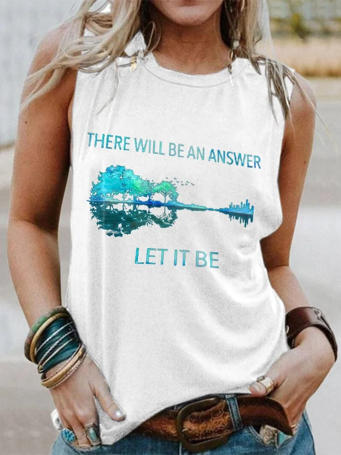 Hippie Guitar Lake There Will Be An Answer Let It Be Crew Neck Vest