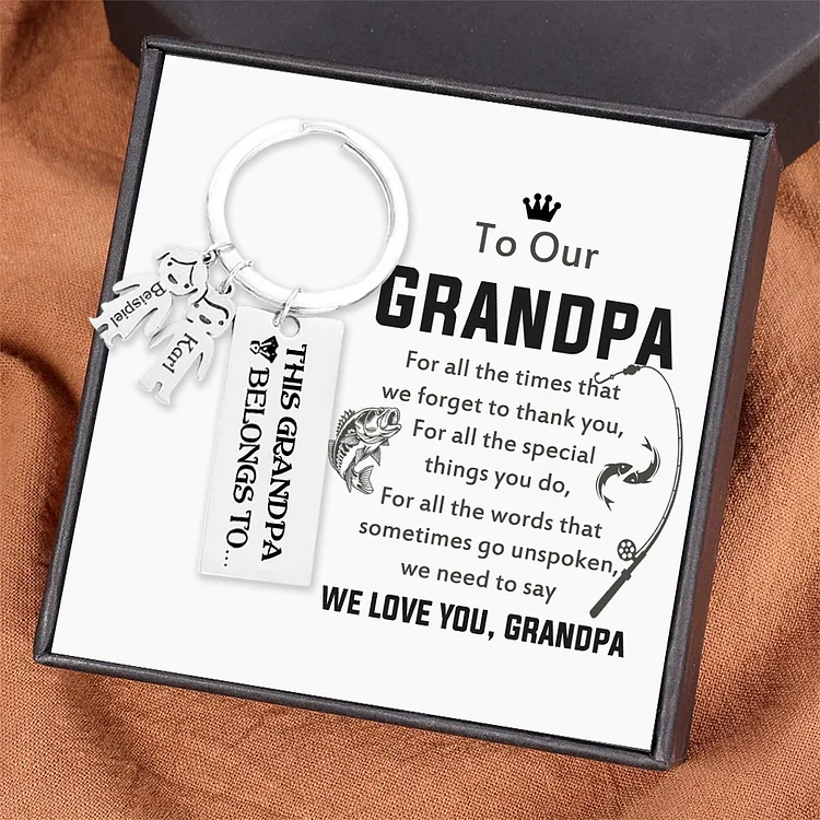 2 Names-Personalized Grandpa Kids Charms Keychain Gift Set-Custom Special Keychain Gift For Grandpa-We need to Say We Love You