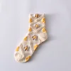 Fashion 3D Jacquard Flower Medium Height Women Socks 10 Pairs