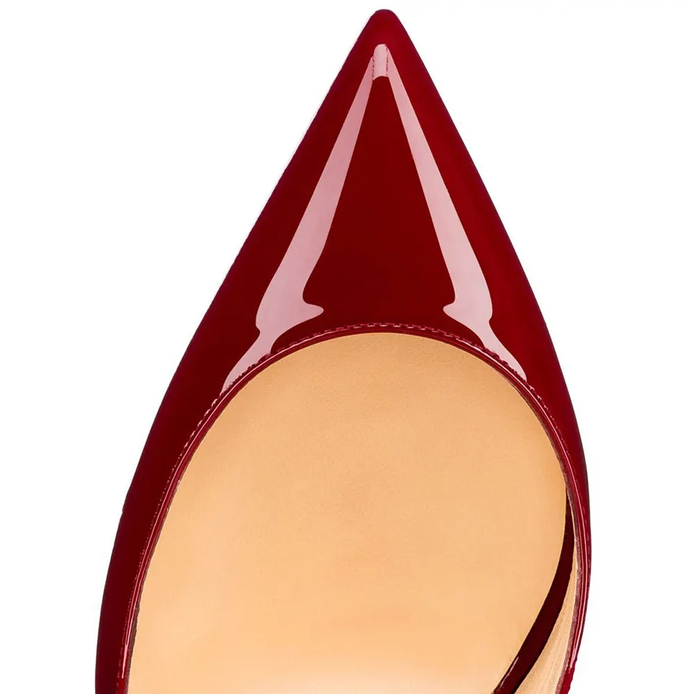 120mm Women's Pointed toe Cross Strap Sexy Cut High Heels Pumps For Party Burgundy-vocosishoes