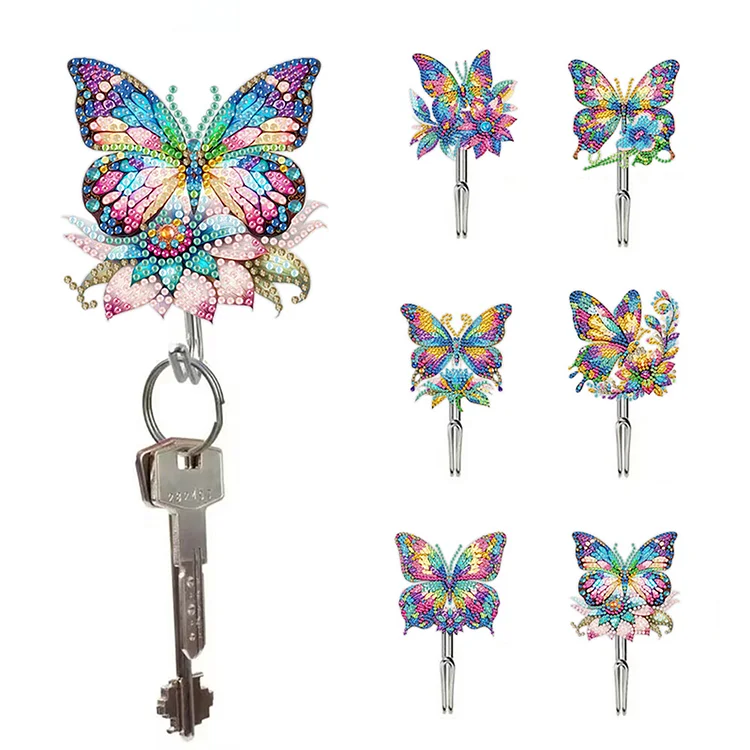 6Pcs Acrylic Colorful Butterfly Diamond Art Hanging Hooks Diamond Art Hanger gbfke